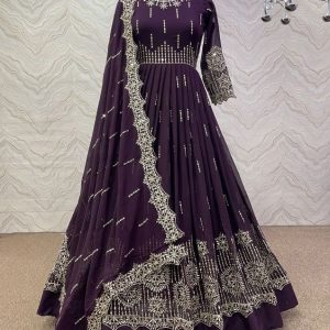 Party Wear Beautiful Embroidery Work Indian Sleeveless Georgette Lehenga (Replica)