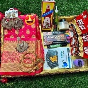 Saree Combo Gift Set With ornaments and others (gift of love)